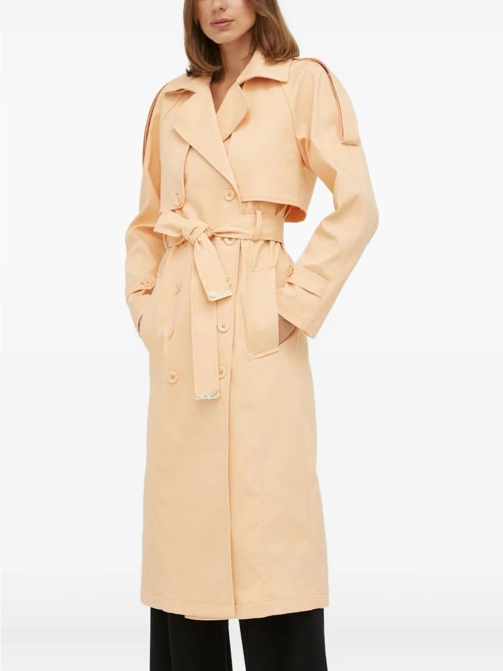 Patrizia Pepe belted double-breasted coat Trench Coat with Belt